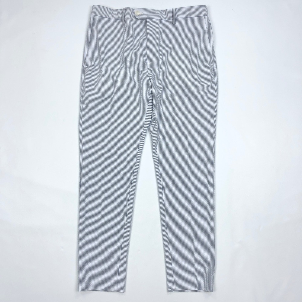 Banana Republic Tailored Fit Seersucker Striped Pants Mens 33x32 Blue White